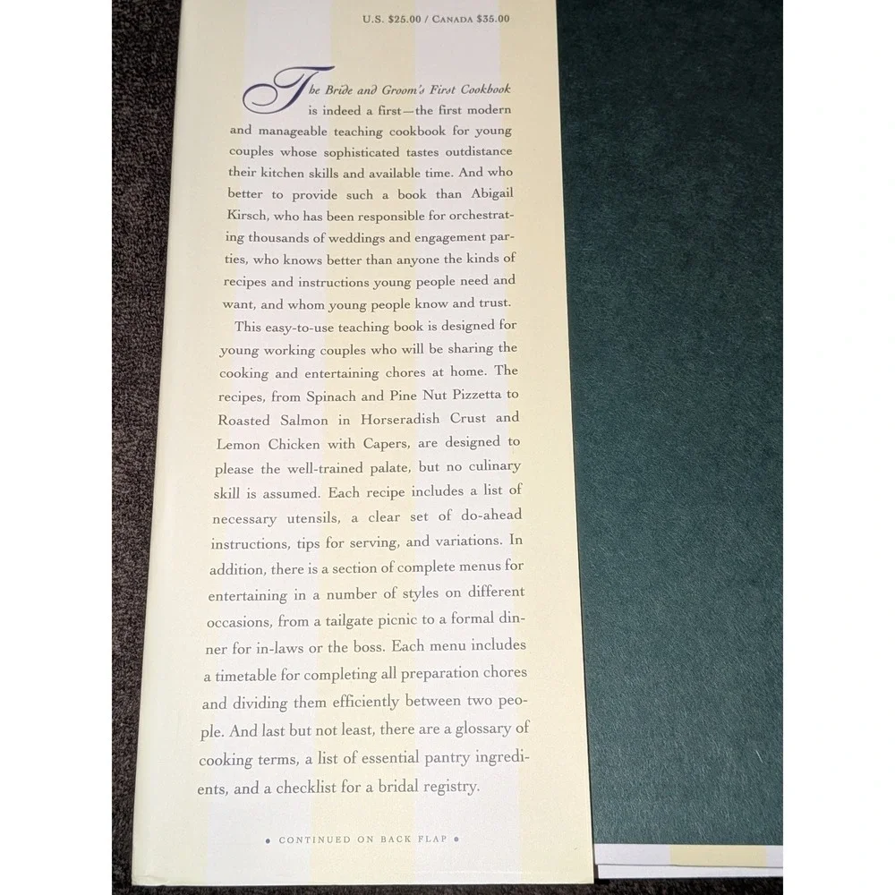 The Bride & Groom's First Cookbook Abigail Kirsch 1996 Hardcover Wedding Gift